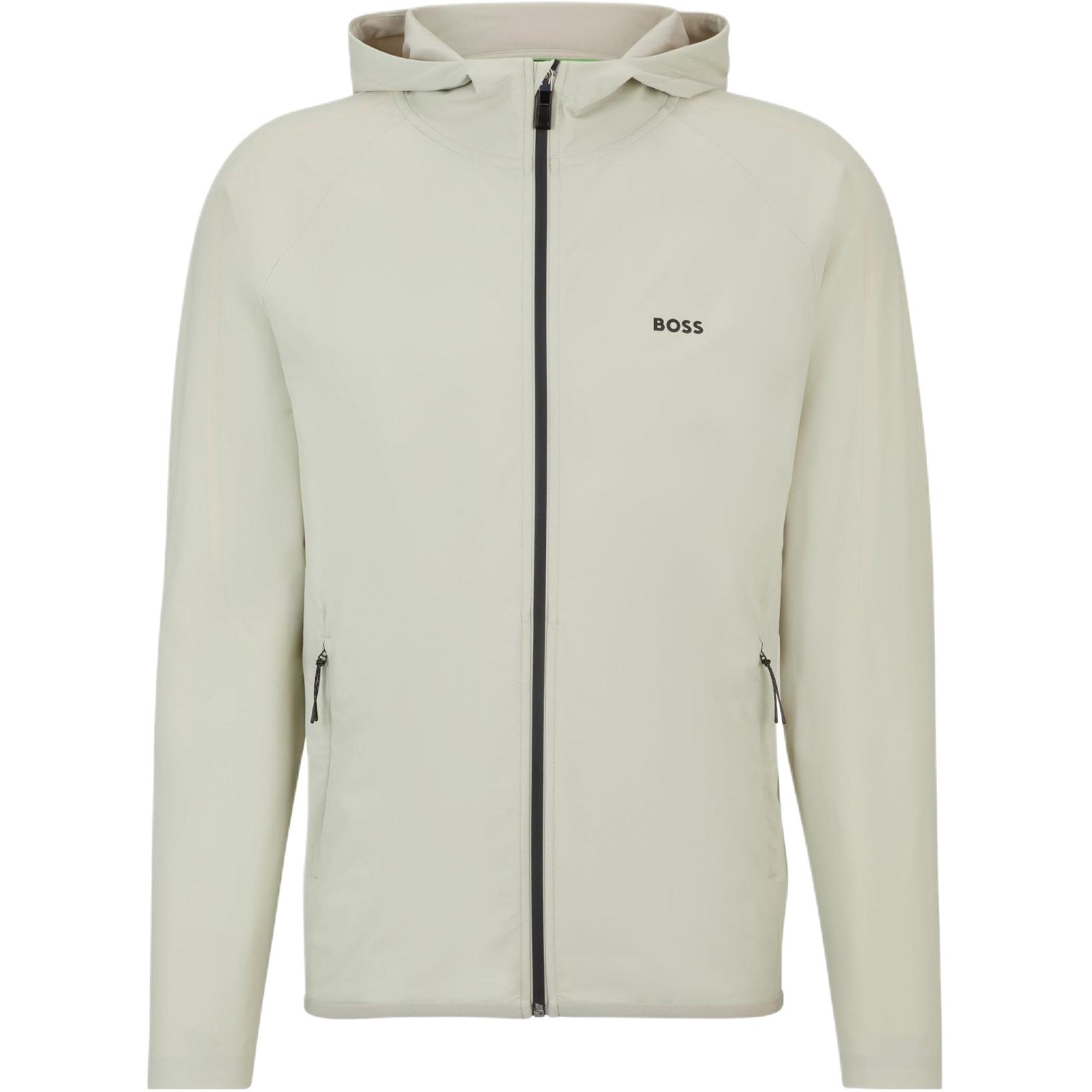 HUGO BOSS Hoodie Logo Embroidered Zip-Up Jacket Light Beige 50505157-271