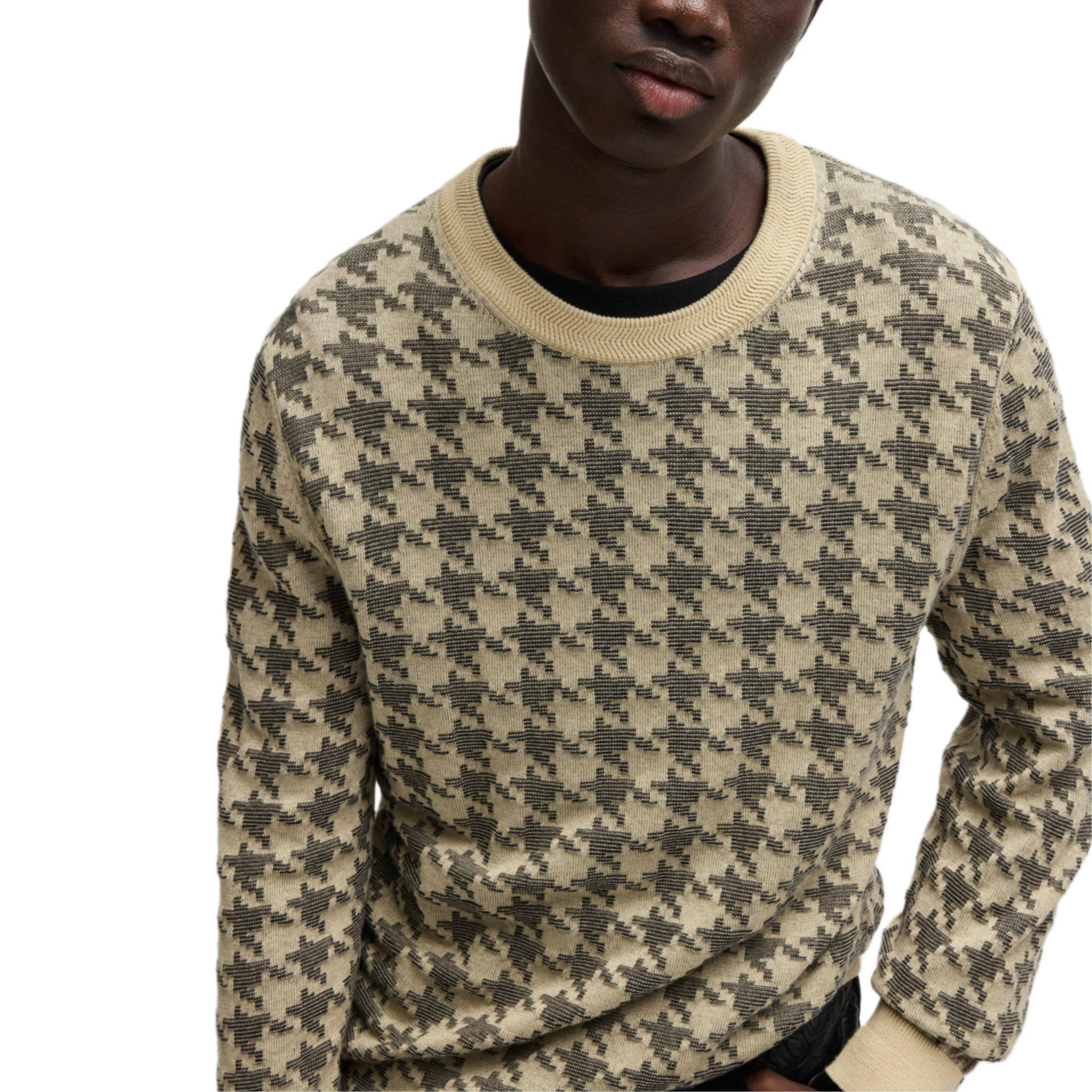 Details for HUGO BOSS 千鳥格紋圓領寬鬆針織毛衣 米色 50516620-281