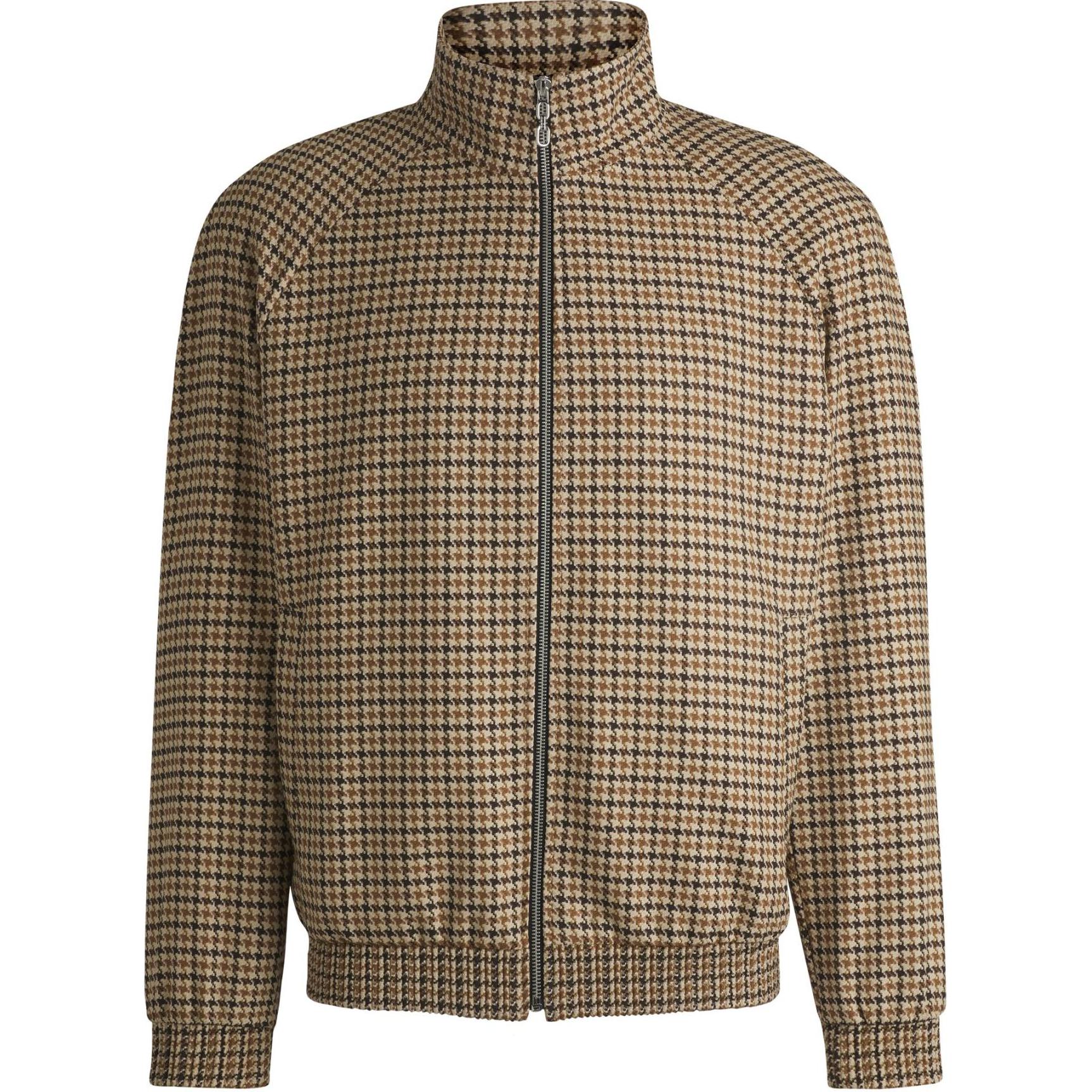 HUGO BOSS Houndstooth Zip Jacket in Dark Brown 50520371-209