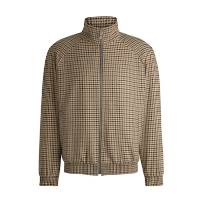HUGO BOSS Houndstooth Zip Jacket in Dark Brown 50520371-209