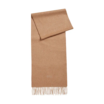 HUGO BOSS Italian Cashmere Fringe Scarf Light Beige 50415017-262