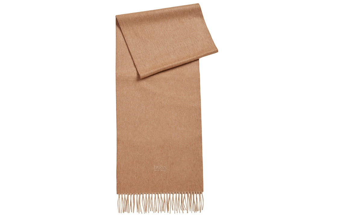 Order HUGO BOSS Italian Cashmere Fringe Scarf Light Beige 50415017-262