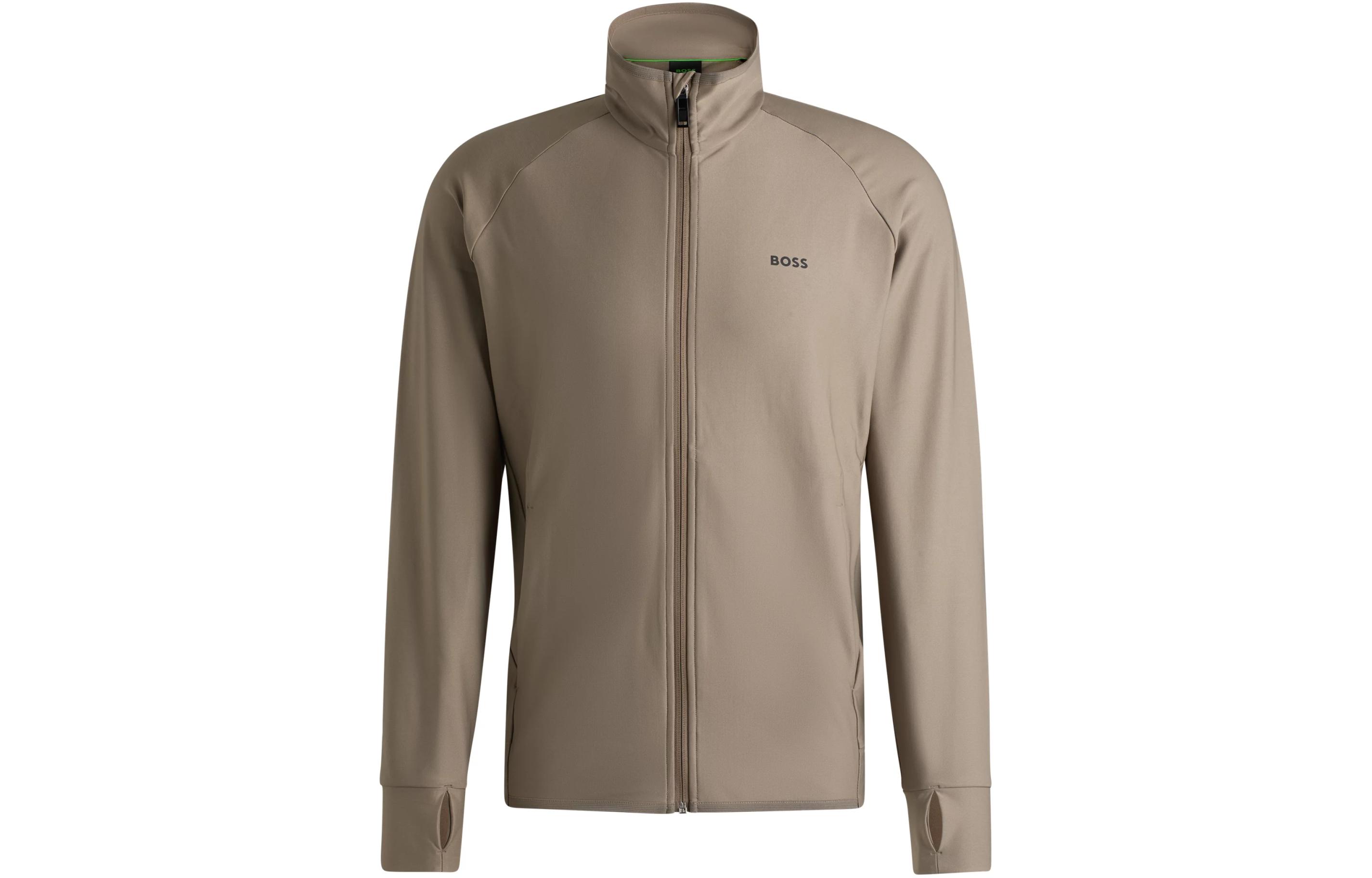 HUGO BOSS Khaki Letter Logo Print Long Sleeve Jacket 50517747-334