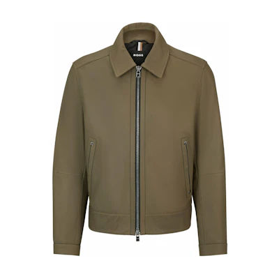 HUGO BOSS Khaki Long-Sleeve Solid Collar Jacket 50499425-257