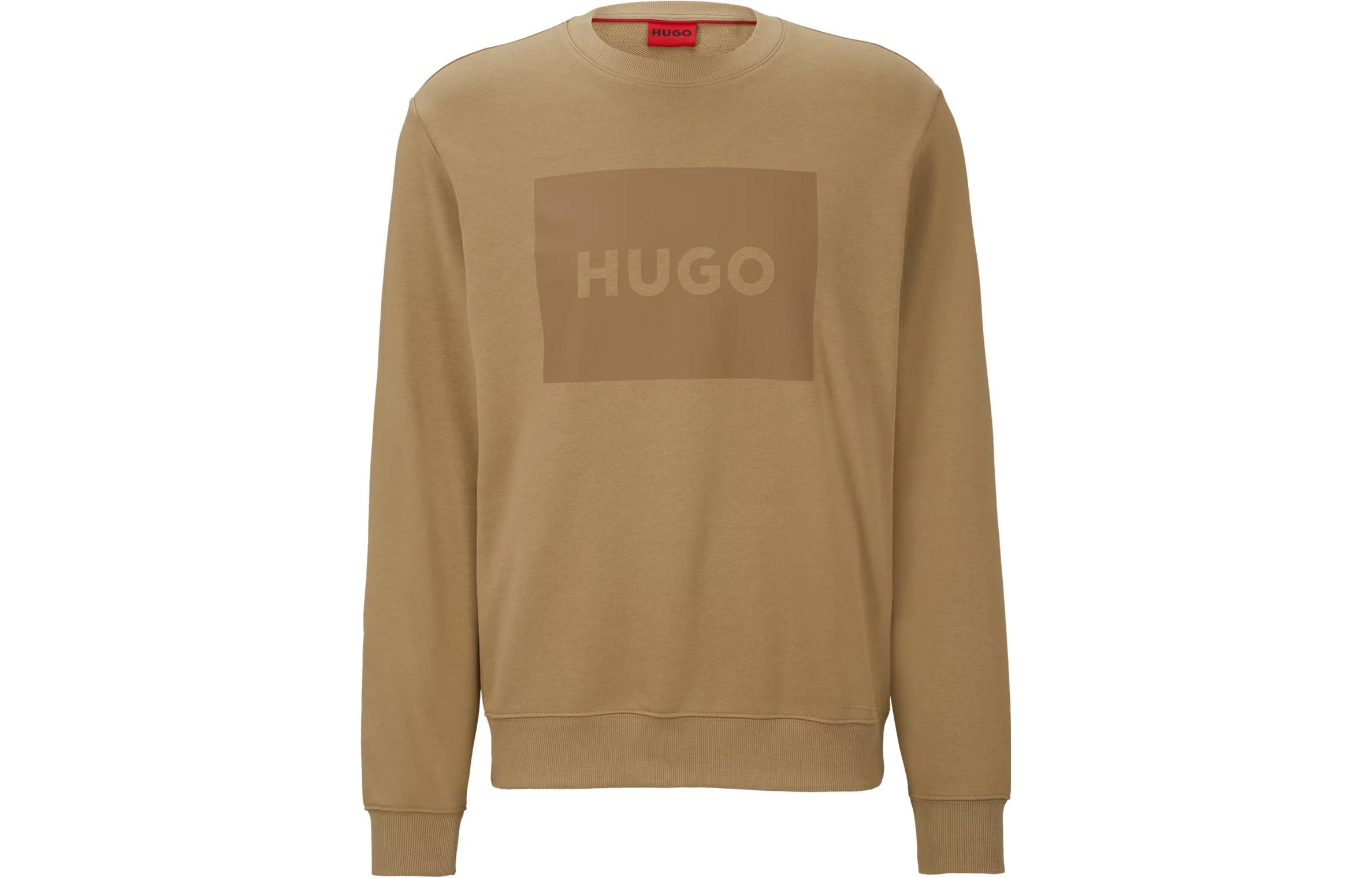 HUGO BOSS Khaki Pullover Sweatshirt with Logo Print 50467944-242
