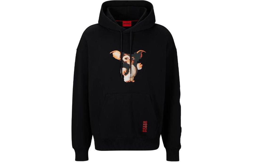 HUGO BOSS Letter Cartoon Graphic Loose Hoodie Unisex Black 50502875-001