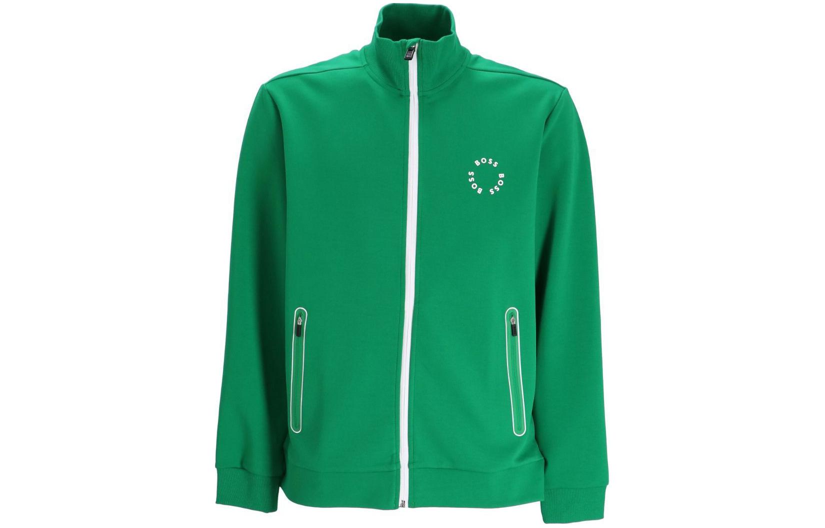 HUGO BOSS Letter Logo Printed High Collar Sweatshirt - Thyme Green 50487950-342