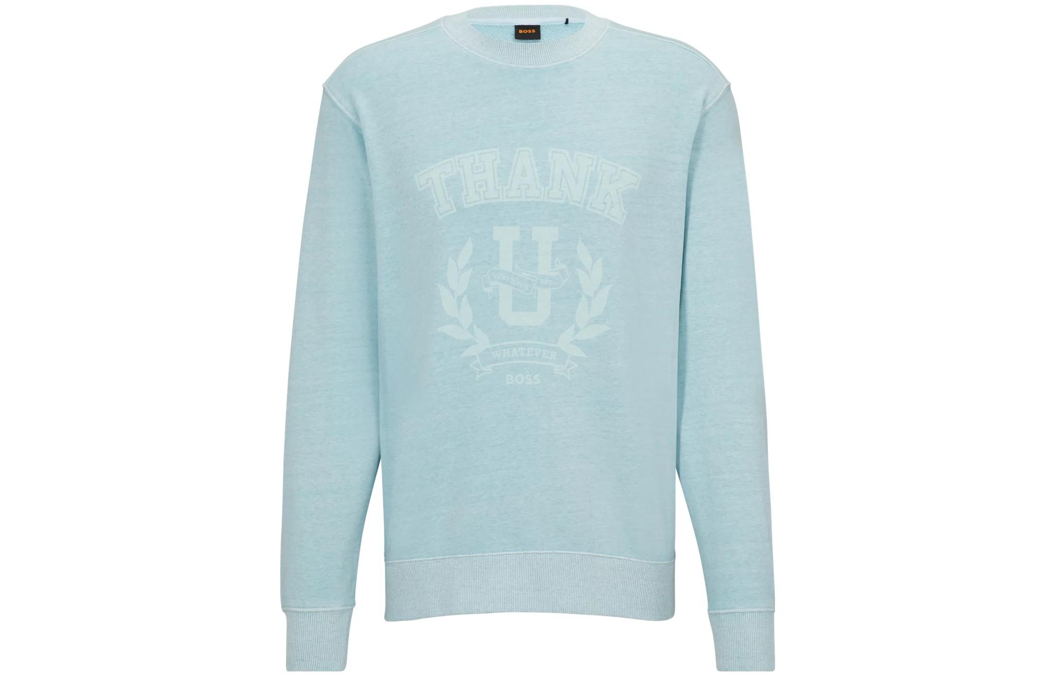 HUGO BOSS Letter Print Crewneck Long-Sleeve Casual Sweatshirt 50486613-461