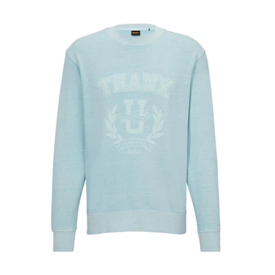 HUGO BOSS Letter Print Crewneck Long-Sleeve Casual Sweatshirt 50486613-461