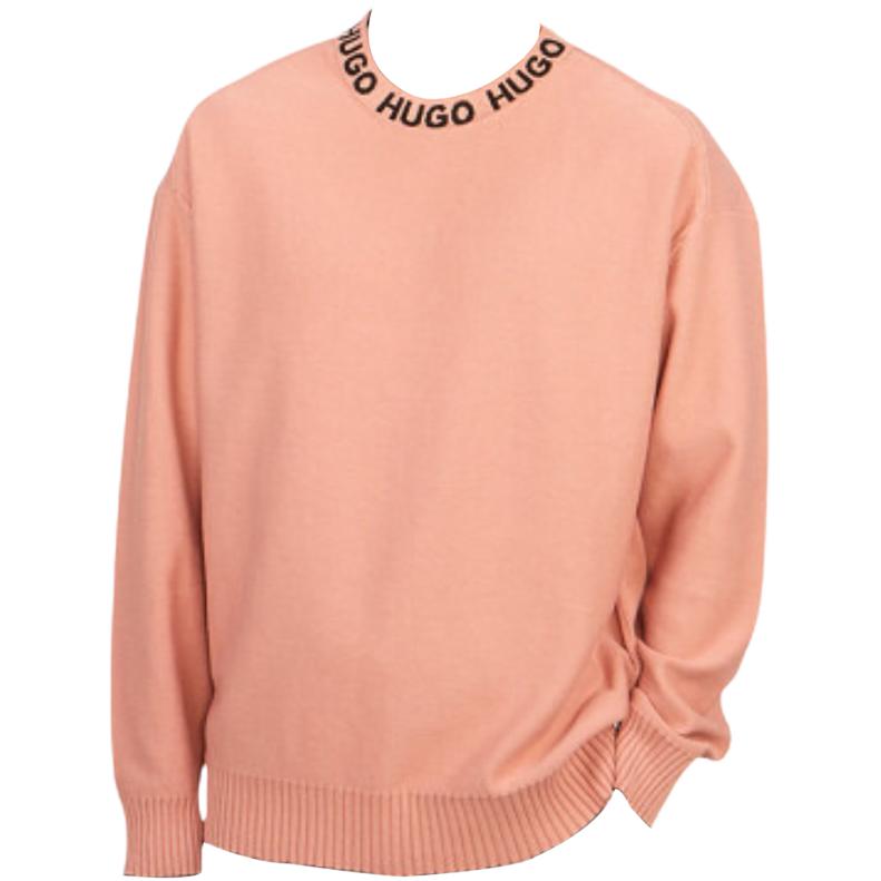 HUGO BOSS Letter Print Crewneck Sweatshirt Light Orange Long Sleeve 50474813-634