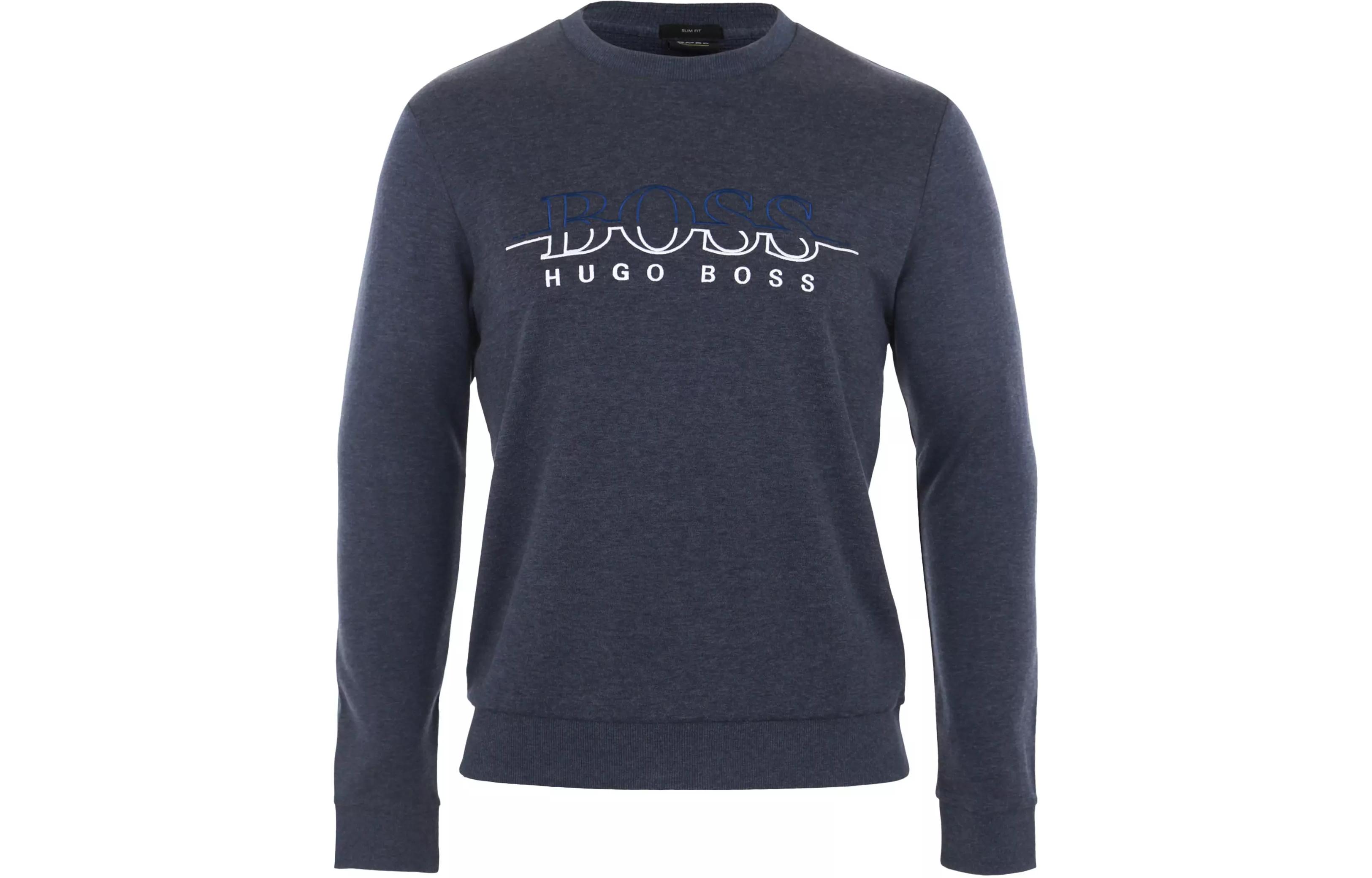 HUGO BOSS Letter Print Crewneck Sweatshirt Men’s Blue 50387162-414