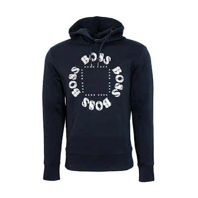 HUGO BOSS Letter Print Drawstring Hoodie Long Sleeve Sweatshirt 504233596-012