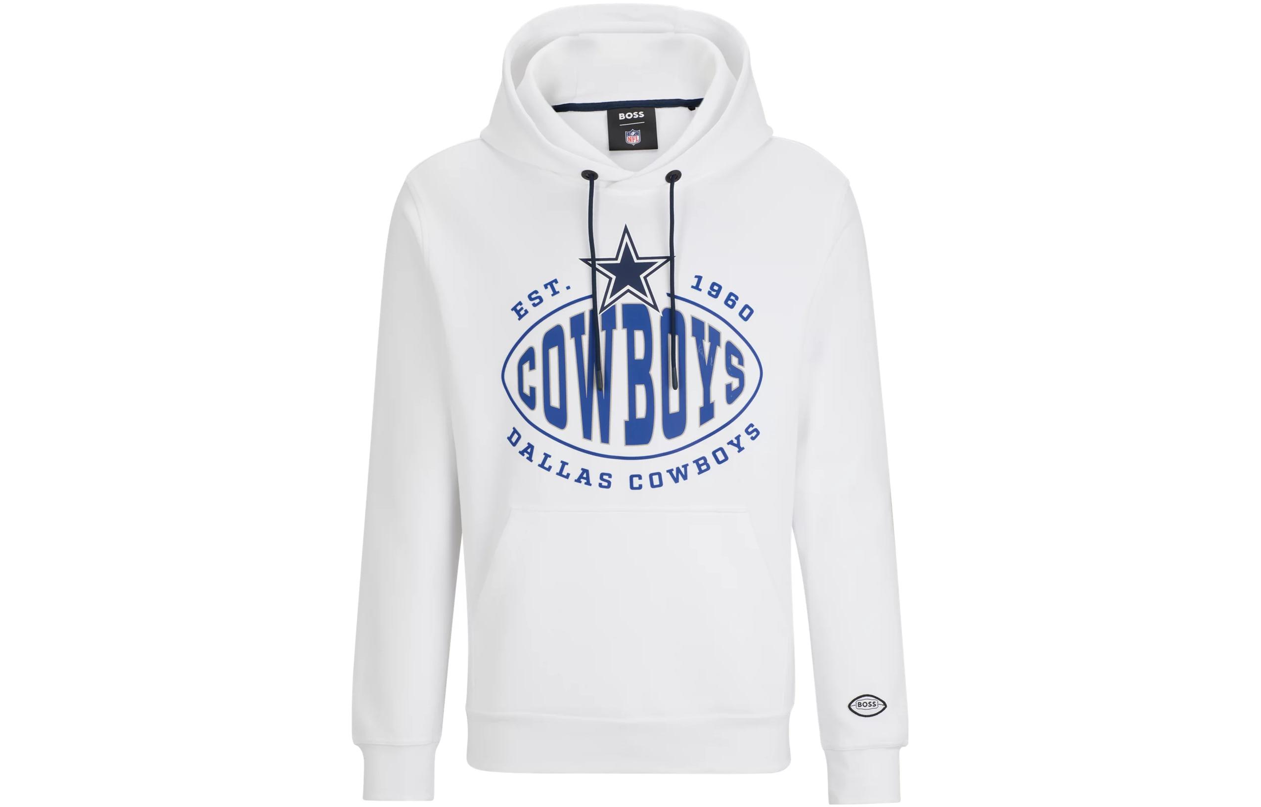 HUGO BOSS Letter Print Drawstring Hoodie White Mens 50504598-100