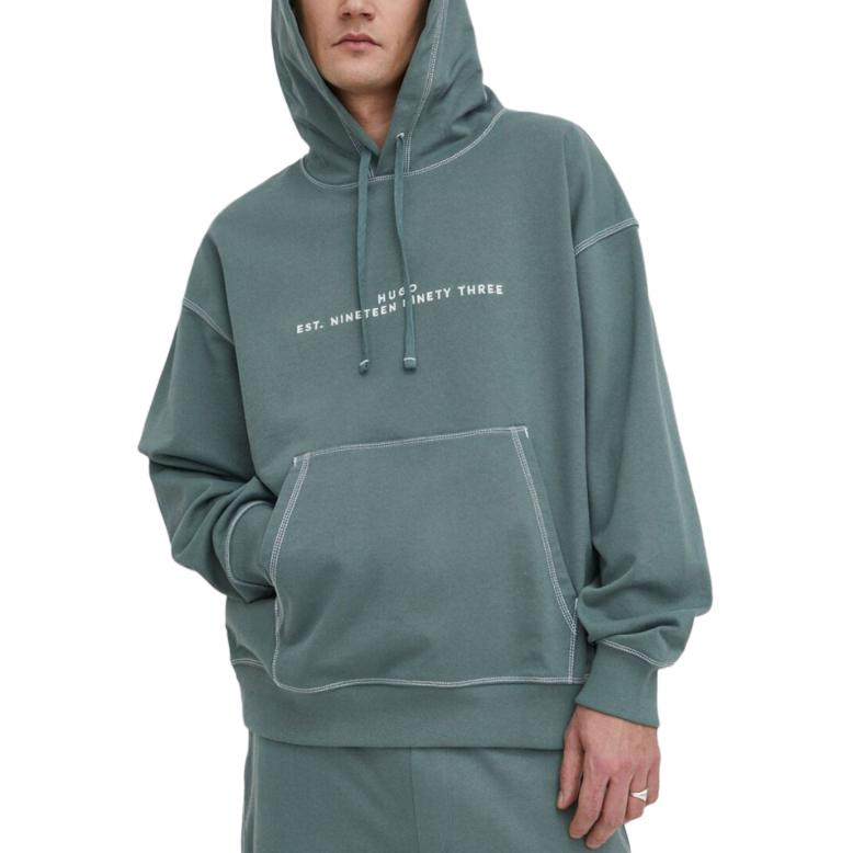 HUGO BOSS Letter Print Pullover Hoodie Men Turquoise 50504725-307