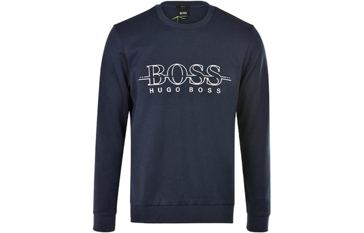 HUGO BOSS Letter Print Sweatshirt Deep Blue SALBO-50387162-410
