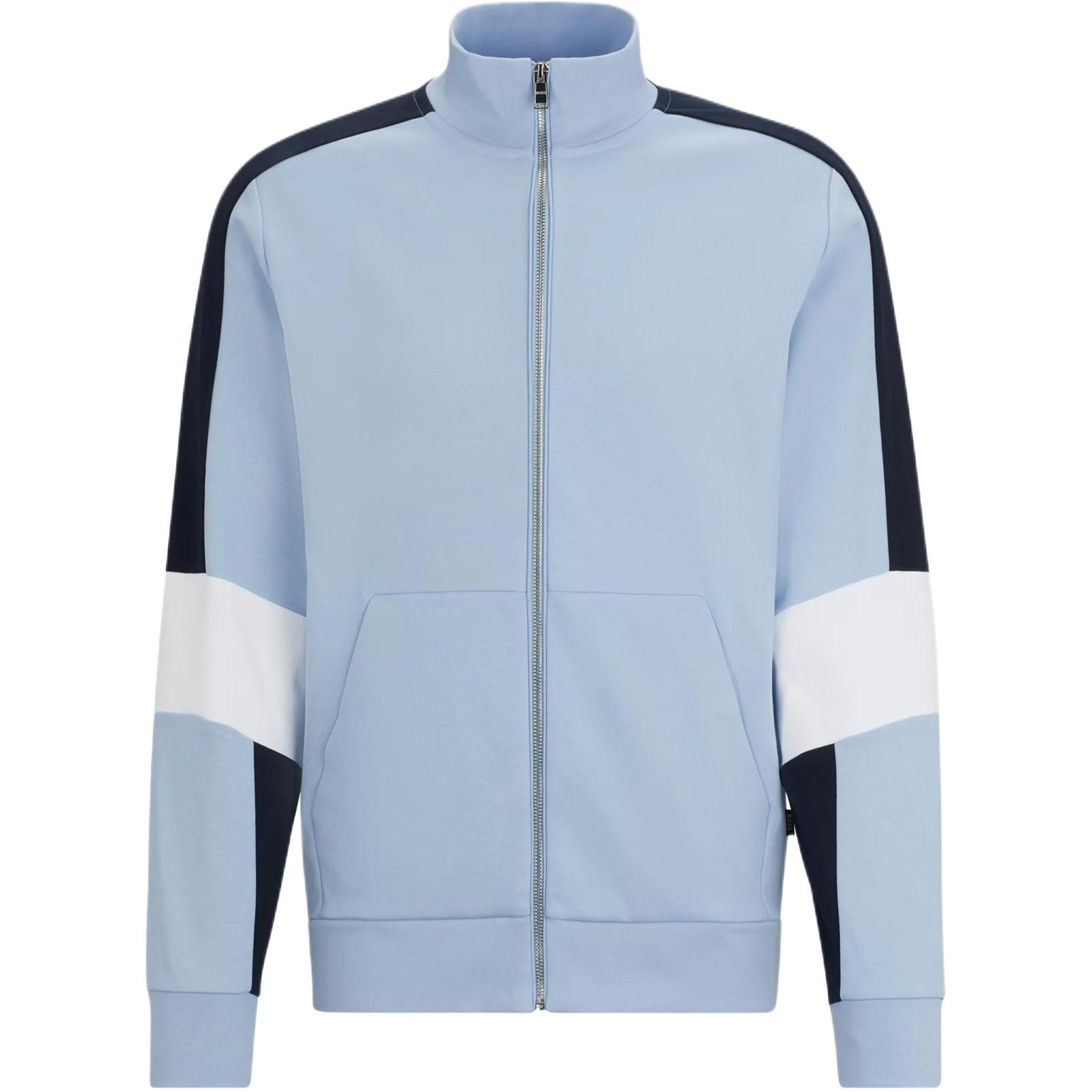 HUGO BOSS Light Blue Color-Blocked Cotton-Blend Zip-Up Jacket 50512683-450
