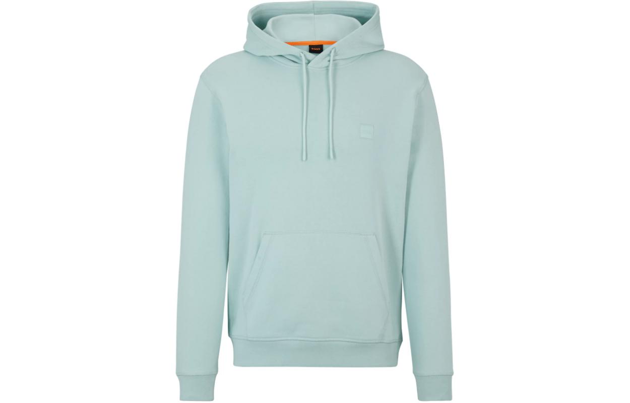 HUGO BOSS Light Blue Cotton-Terry Hoodie with Logo Patch and Drawstring 50509314-446