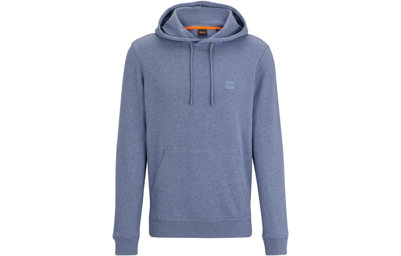 HUGO BOSS Light Blue Cotton-Terry Hoodie with Logo Patch 50509314-485