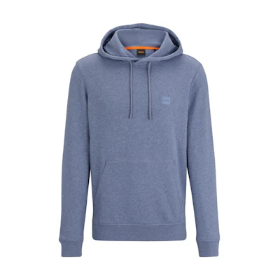 HUGO BOSS Light Blue Cotton-Terry Hoodie with Logo Patch 50509314-485