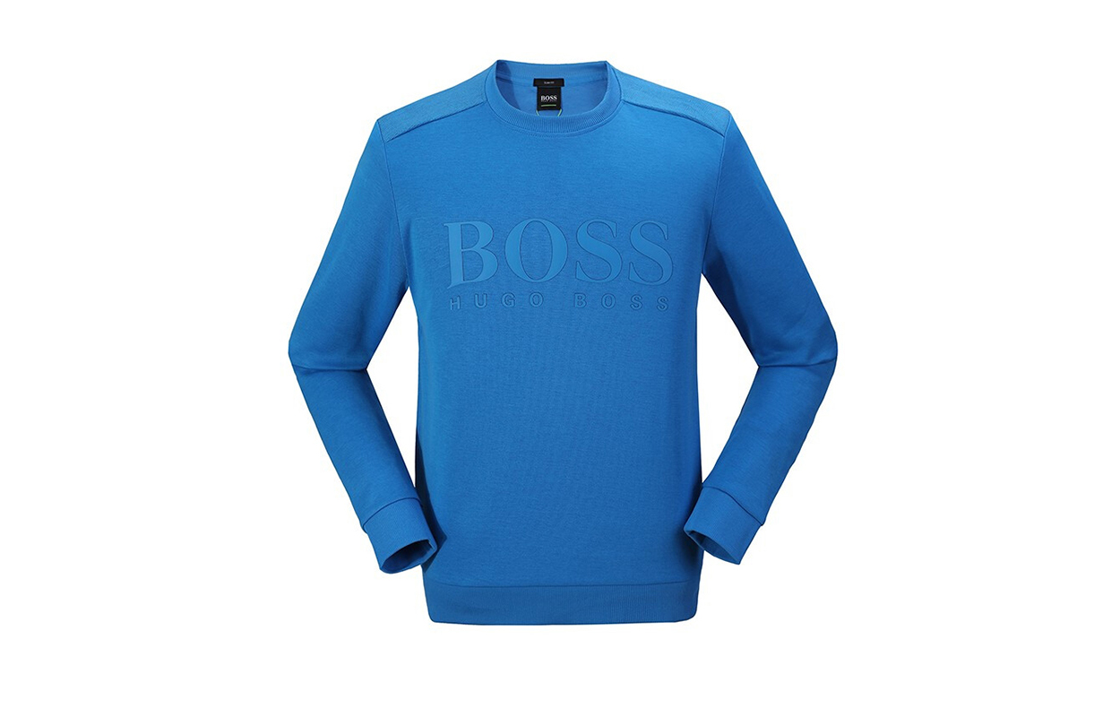 HUGO BOSS Light Blue Crewneck Logo Sweatshirt 50379126-489