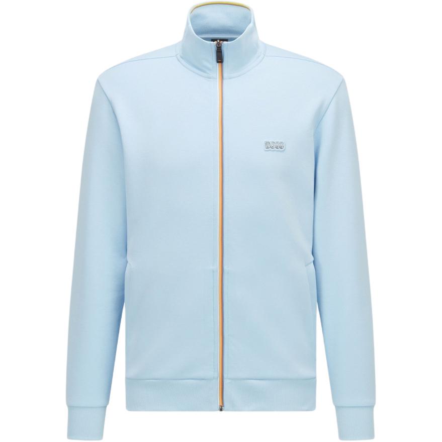 HUGO BOSS Light Blue Stand Collar Zip Jacket with Logo Patch 50471906-453