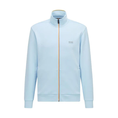 HUGO BOSS Light Blue Stand Collar Zip Jacket with Logo Patch 50471906-453