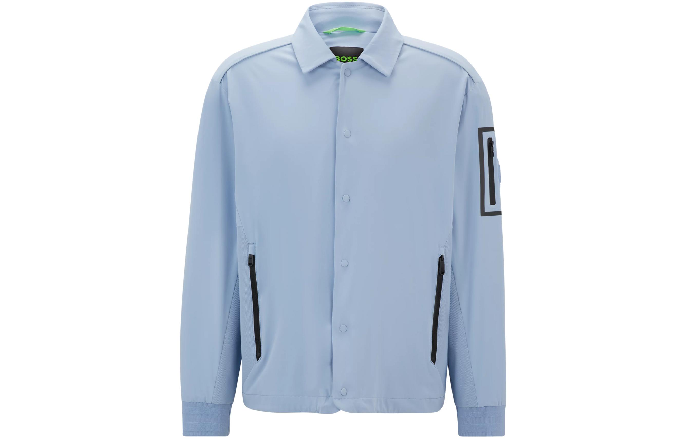 HUGO BOSS Light Blue Zip-Up Collared Long-Sleeve Jacket 50521356-498