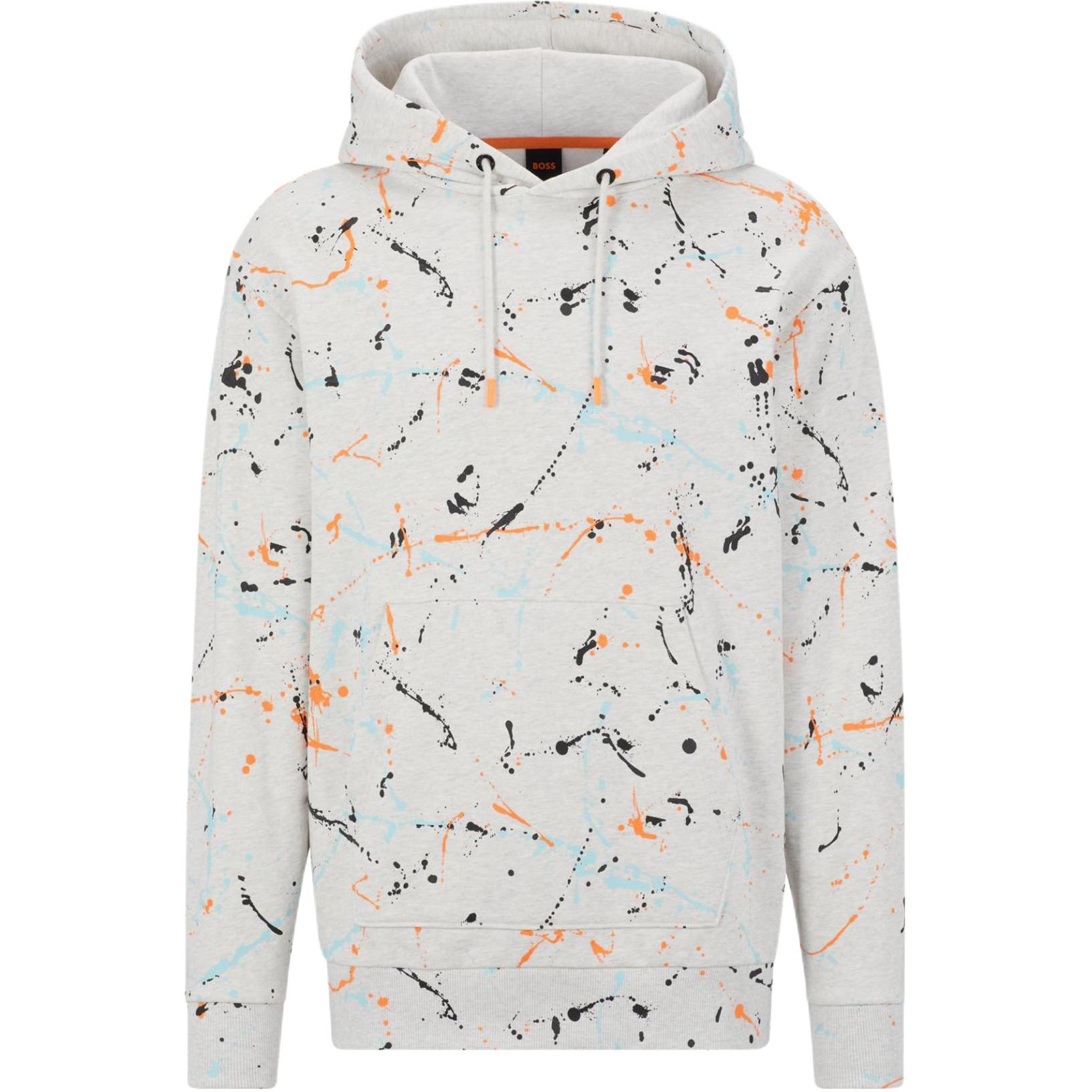 HUGO BOSS Light Gray Hoodie with Splatter Effect 50486418-071