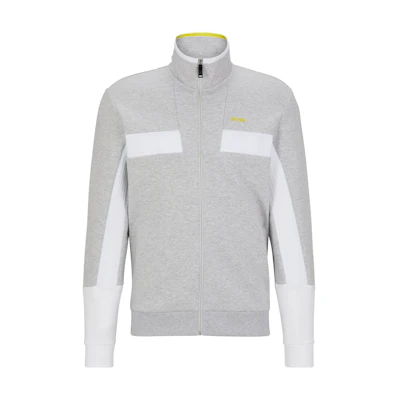 HUGO BOSS Light Gray Zip-Up Sweatshirt with Logo Print 50493470-057