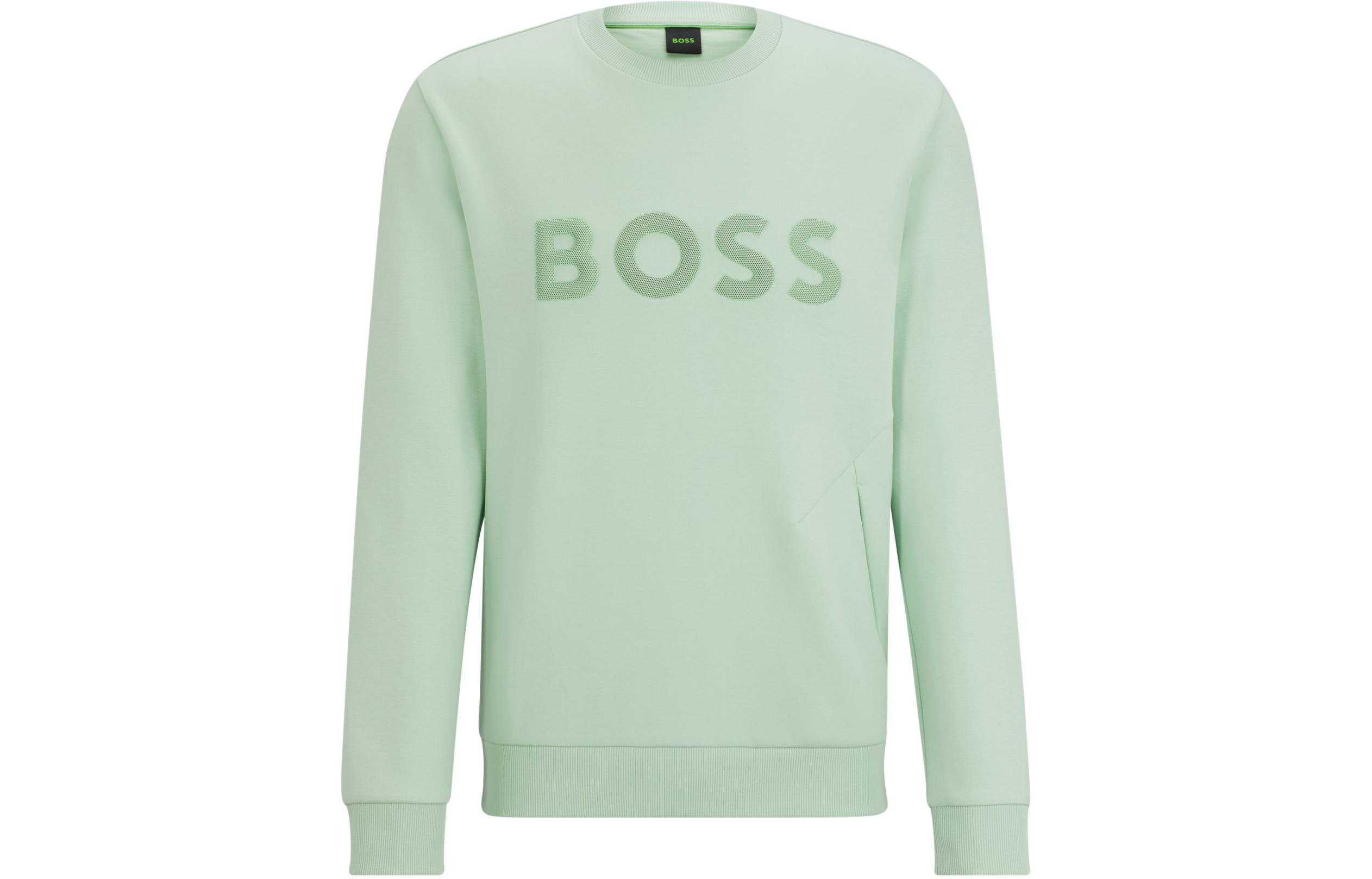 HUGO BOSS Light Green Crewneck Sweatshirt with Logo Design 50510350-388