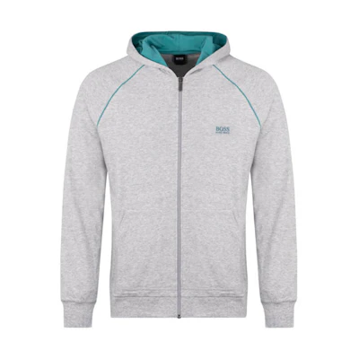 HUGO BOSS Light Grey Cotton Blend Zip-Up Hoodie Jacket 50381879-040