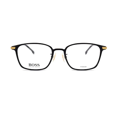 HUGO BOSS Lightweight Titanium Matte Black Square Optical Glasses for Men BOSS1071/F-53-I46