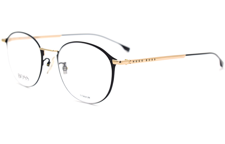 Lookbook HUGO BOSS Lightweight Titanium Series Optical Glasses Men Black/Gold. BOSS1068F-51-I46