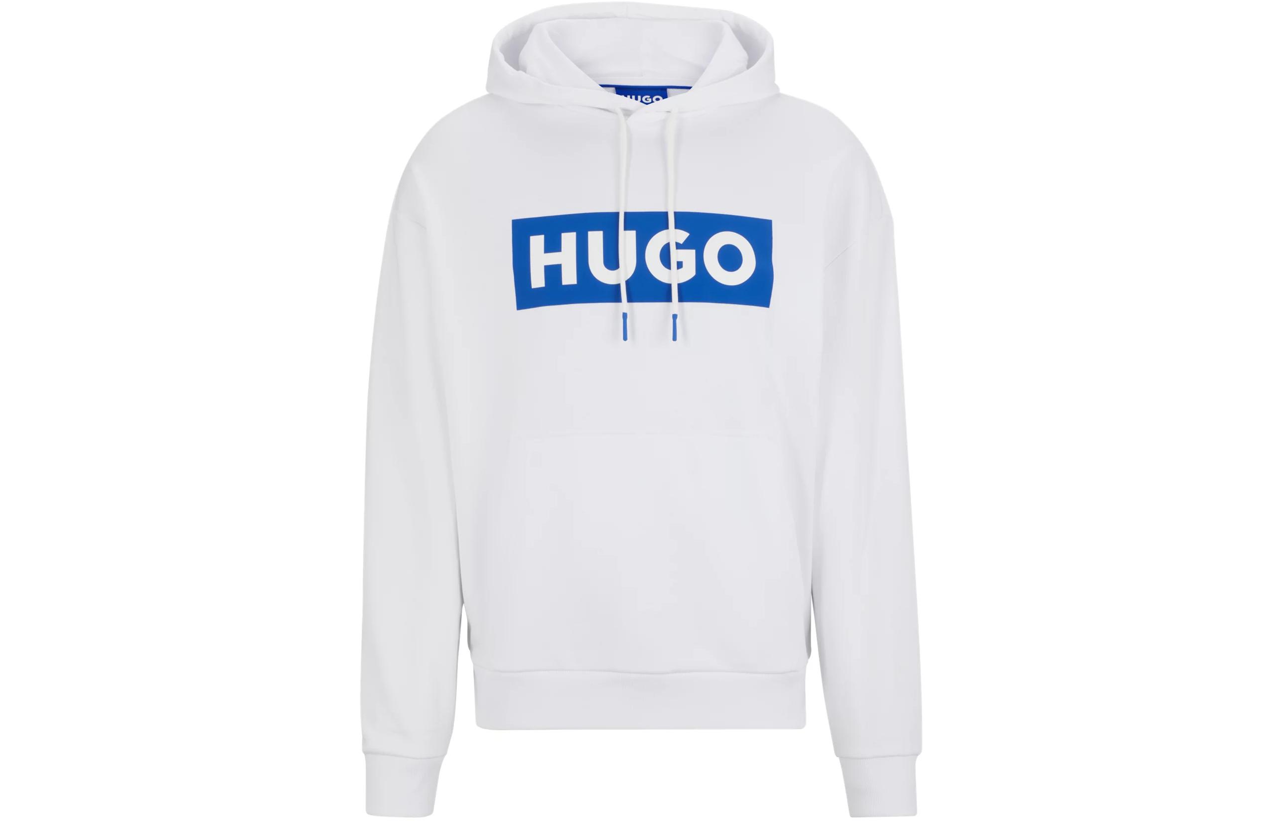 HUGO BOSS Logo-Print Terry Relaxed-Fit Hoodie Unisex White 50522370-100