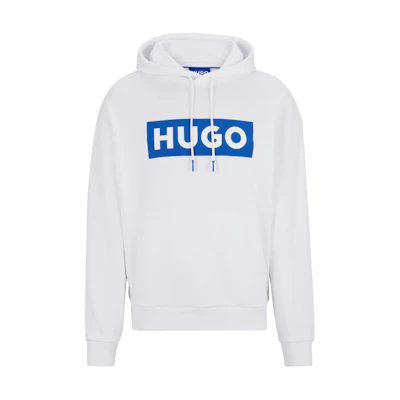 HUGO BOSS Logo-Print Terry Relaxed-Fit Hoodie Unisex White 50522370-100