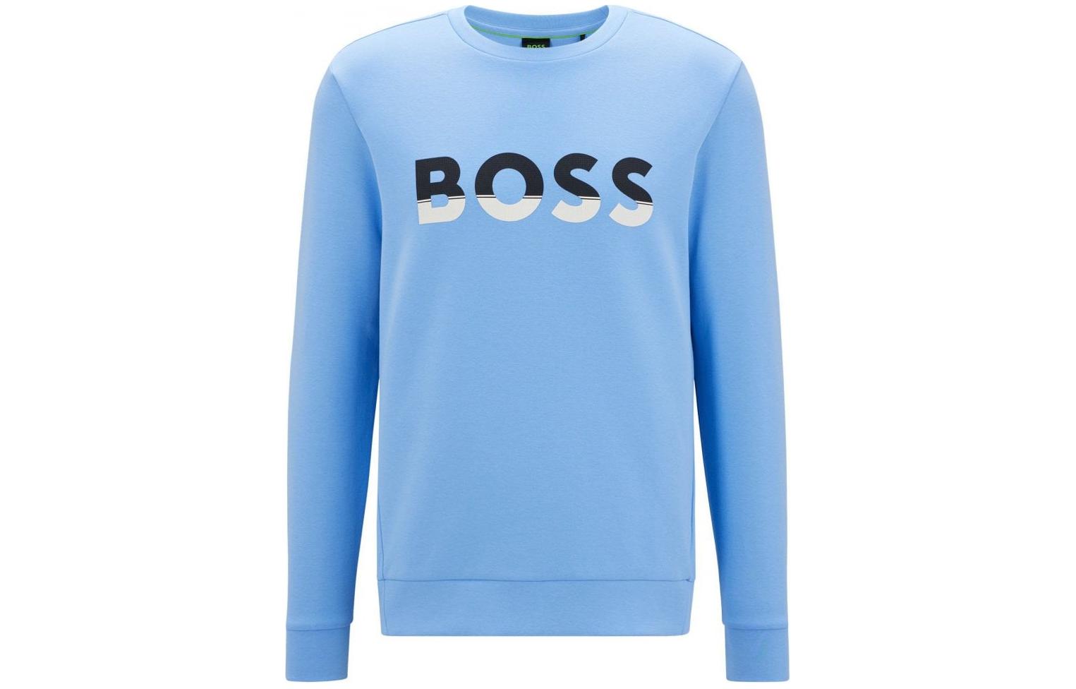 HUGO BOSS Logo Colorblock Long-Sleeve Crewneck Sweatshirt Men’s Blue 50477043-439