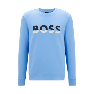 HUGO BOSS Logo Colorblock Long-Sleeve Crewneck Sweatshirt Men’s Blue 50477043-439