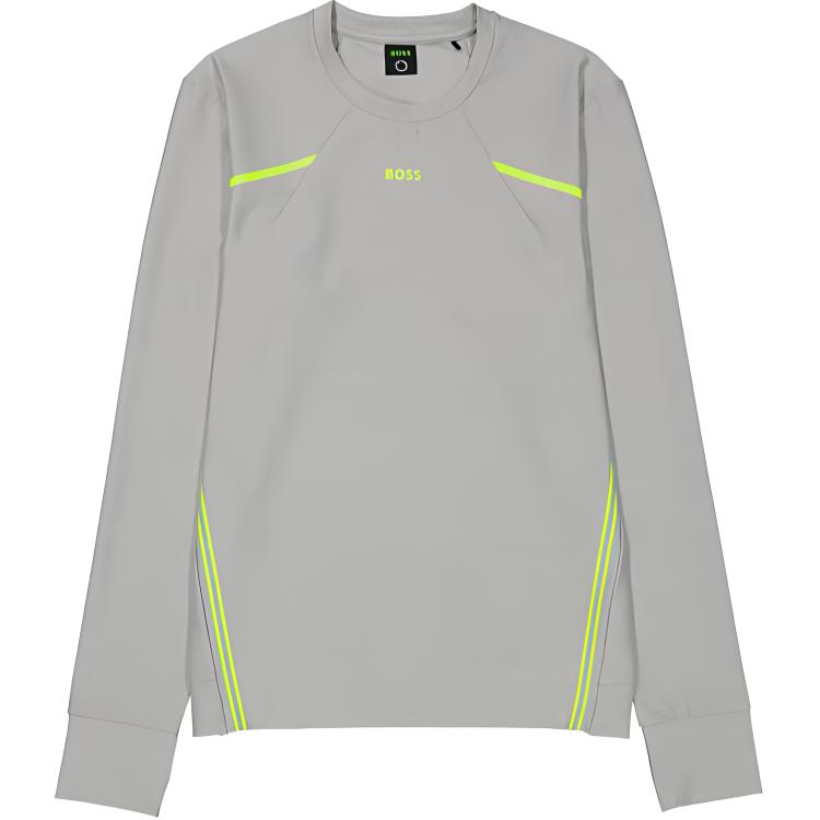 HUGO BOSS Logo Colorblock Stripe Crewneck Sweatshirt - Gray 50465692-059