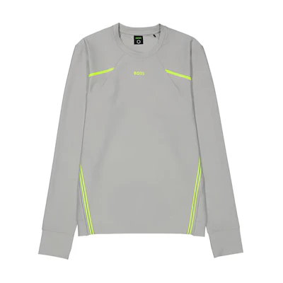 HUGO BOSS Logo Colorblock Stripe Crewneck Sweatshirt - Gray 50465692-059