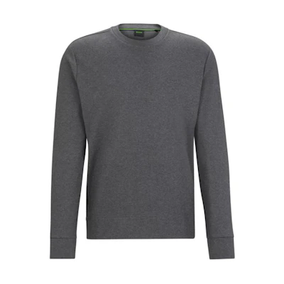 HUGO BOSS Logo Cotton Sweatshirt - Grey Crewneck Long Sleeve 50493719-031