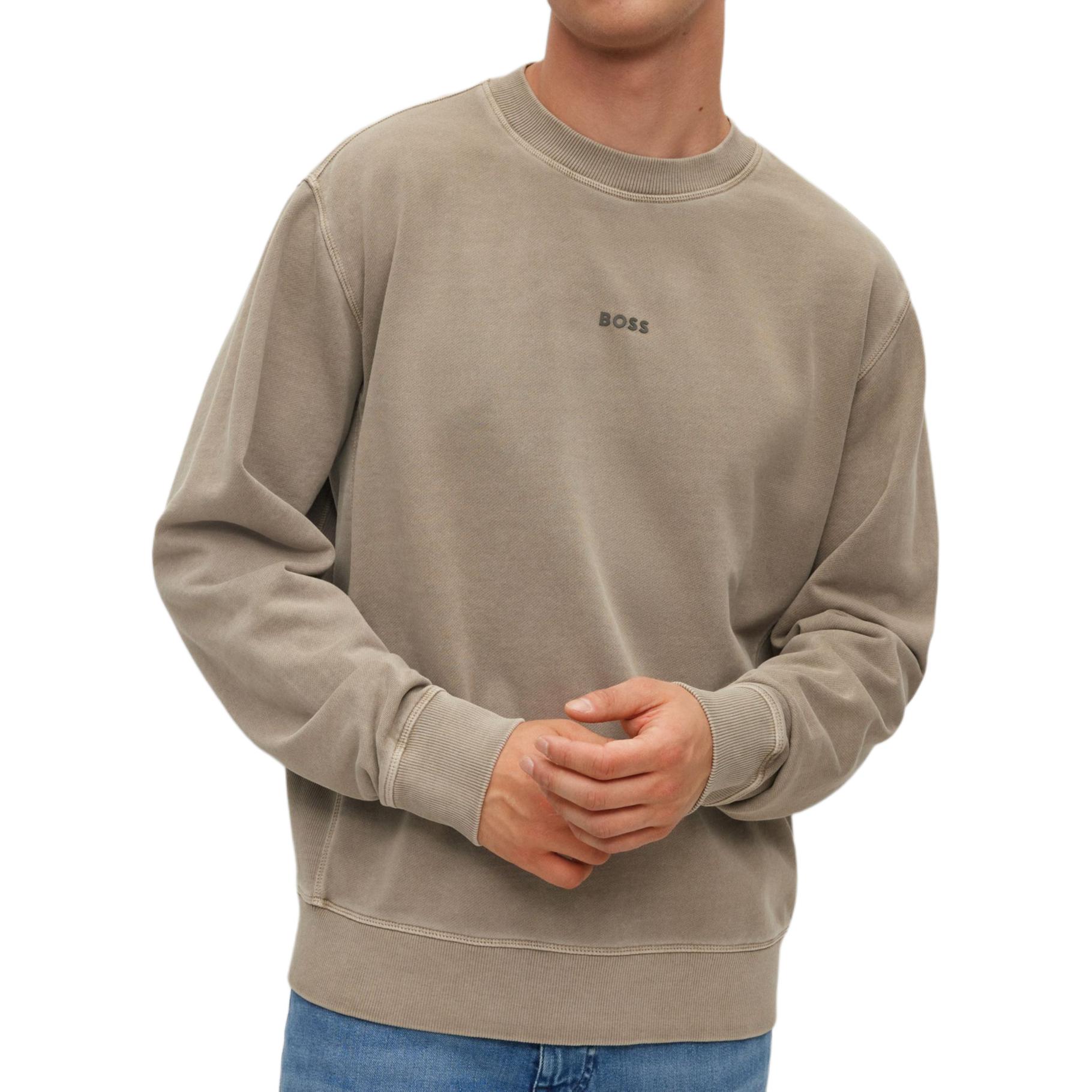Shop HUGO BOSS Logo Crewneck Long Sleeve Sweatshirt Hijau Lelaki 50472271-336