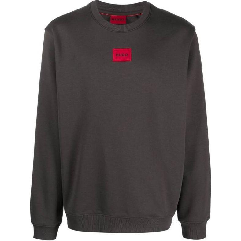 HUGO BOSS Logo Crewneck Slim Fit Long Sleeve Sweatshirt Men Dark Gray 50447964-023