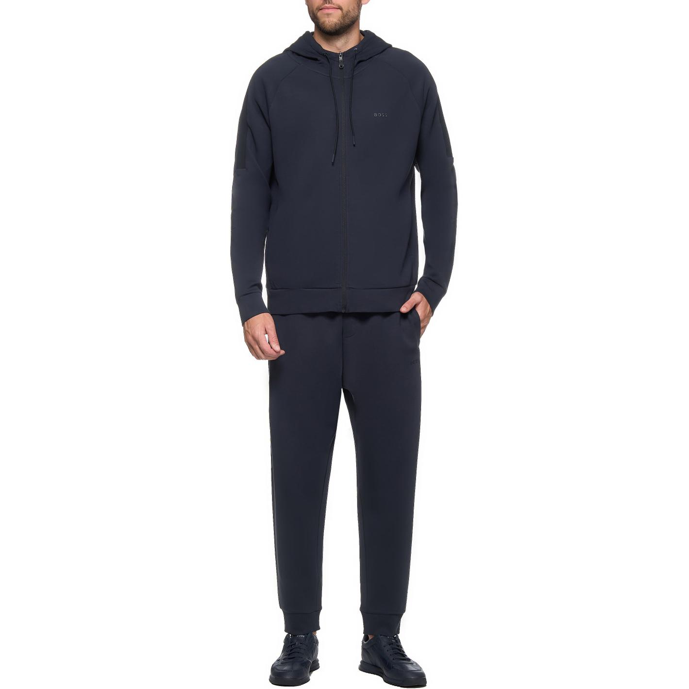 HUGO BOSS Logo Embroidered Blue Hooded Tracksuit for Men. 50519395-402