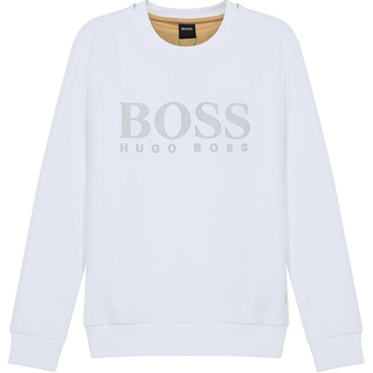 HUGO BOSS Logo Embroidered Crewneck Long Sleeve Sweatshirt Men’s White 50448186-100