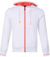 HUGO BOSS Logo Embroidered Hoodie Jacket White 50452458-100 HUGO BOSS Logo Embroidered Hoodie Jacket White 50452458-100