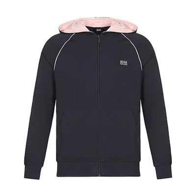 HUGO BOSS Logo Embroidered Long Sleeve Hoodie Navy Blue - 50381879-413