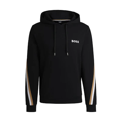 HUGO BOSS Logo Embroidered Loose Fit Hoodie in Black 50521884-001
