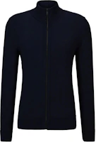 HUGO BOSS Logo Embroidered Stand Collar Zip Jacket in Navy Blue 50501750-404 HUGO BOSS Logo Embroidered Stand Collar Zip Jacket in Navy Blue 50501750-404