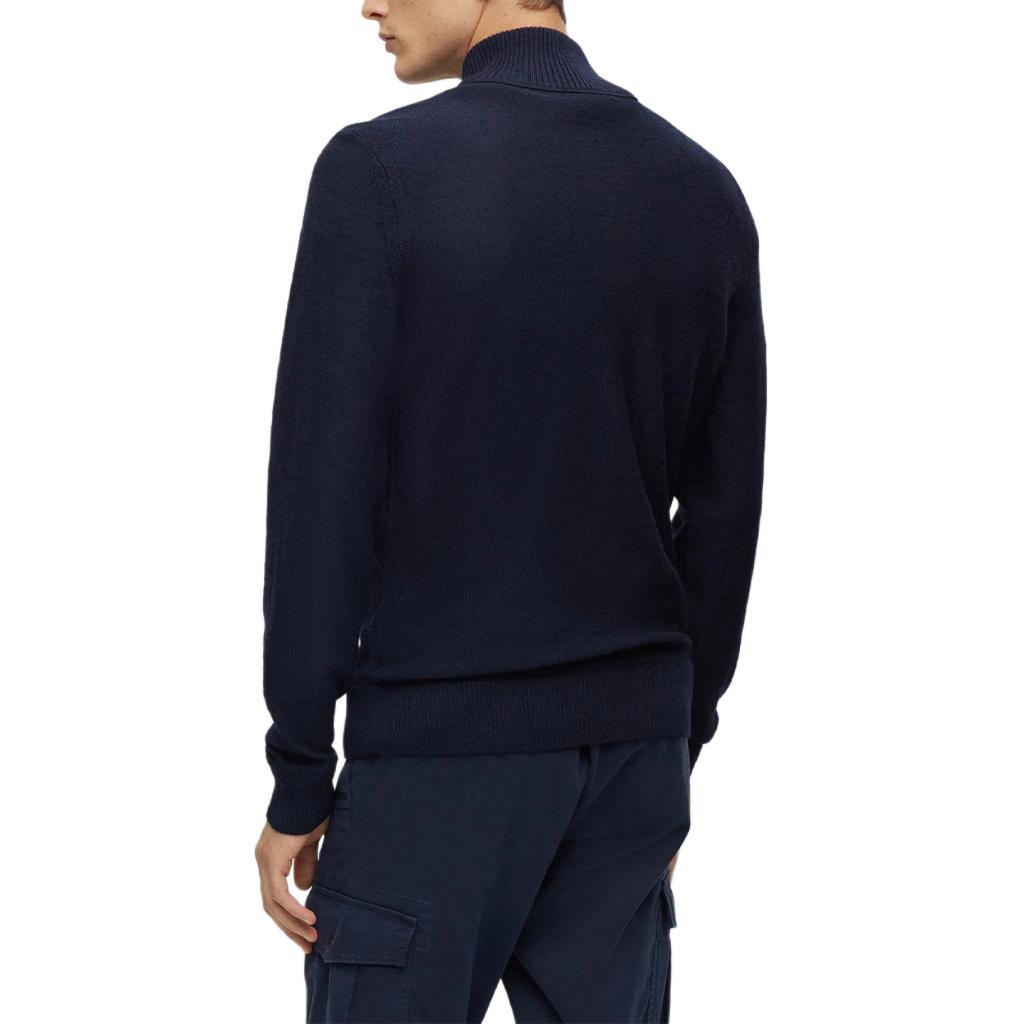 HUGO BOSS Logo Embroidered Stand Collar Zip Jacket in Navy Blue 50501750-404 圖 3