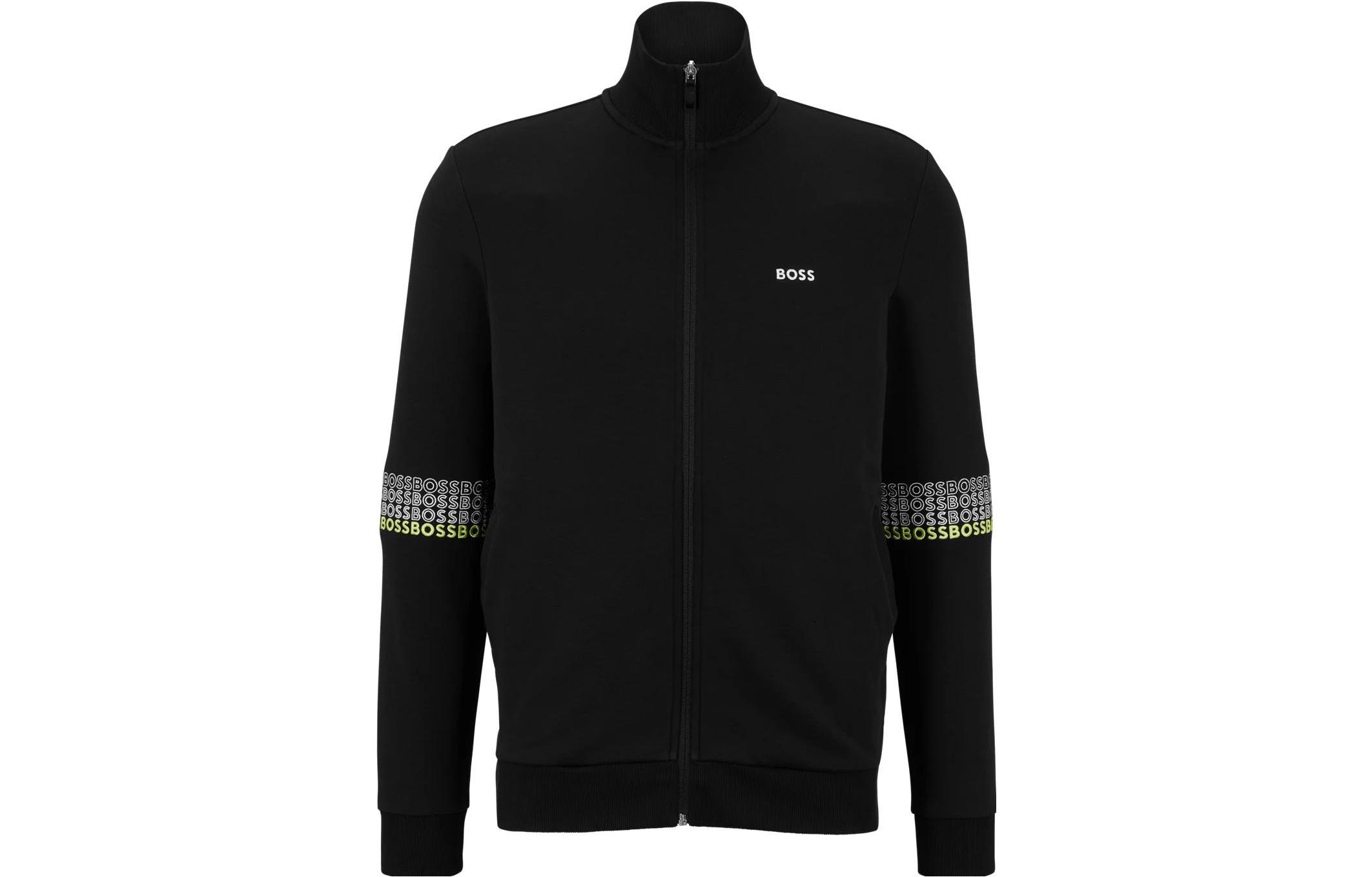 HUGO BOSS Logo Half-Zip Cotton-Blend Sweatshirt Black 50486687-001